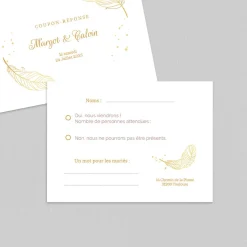 Coupon-réponse Mariage^Planet cards Plumes Festives