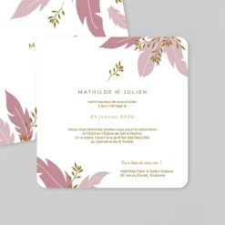 Faire-part Mariage Champêtre^Planet cards Plumes Végétales
