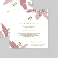 Faire-part Mariage Champêtre^Planet cards Plumes Végétales