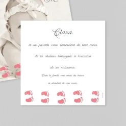 Carte Remerciement Naissance Classique | Carte Remerciement Naissance Fille^Planet cards Premiers pas