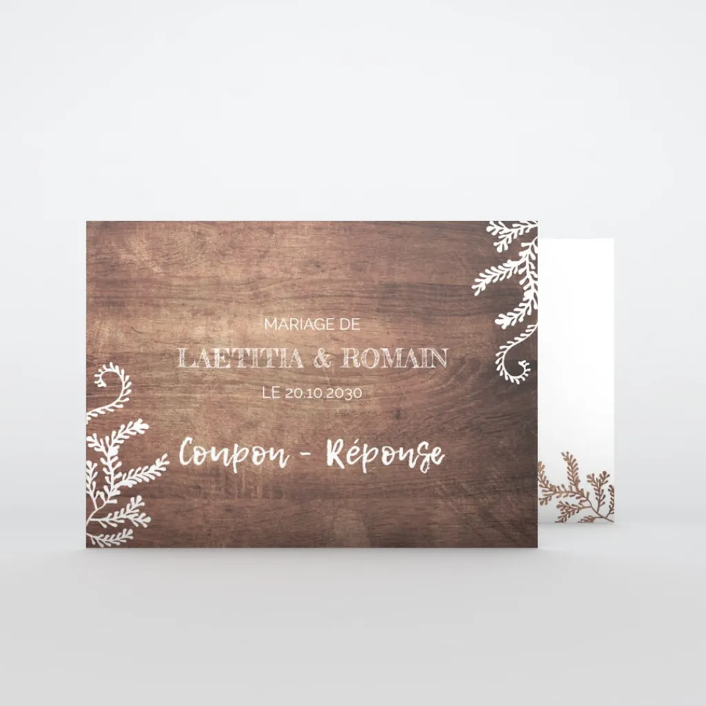 Coupon-réponse Mariage^Planet cards Proverbe et Bois