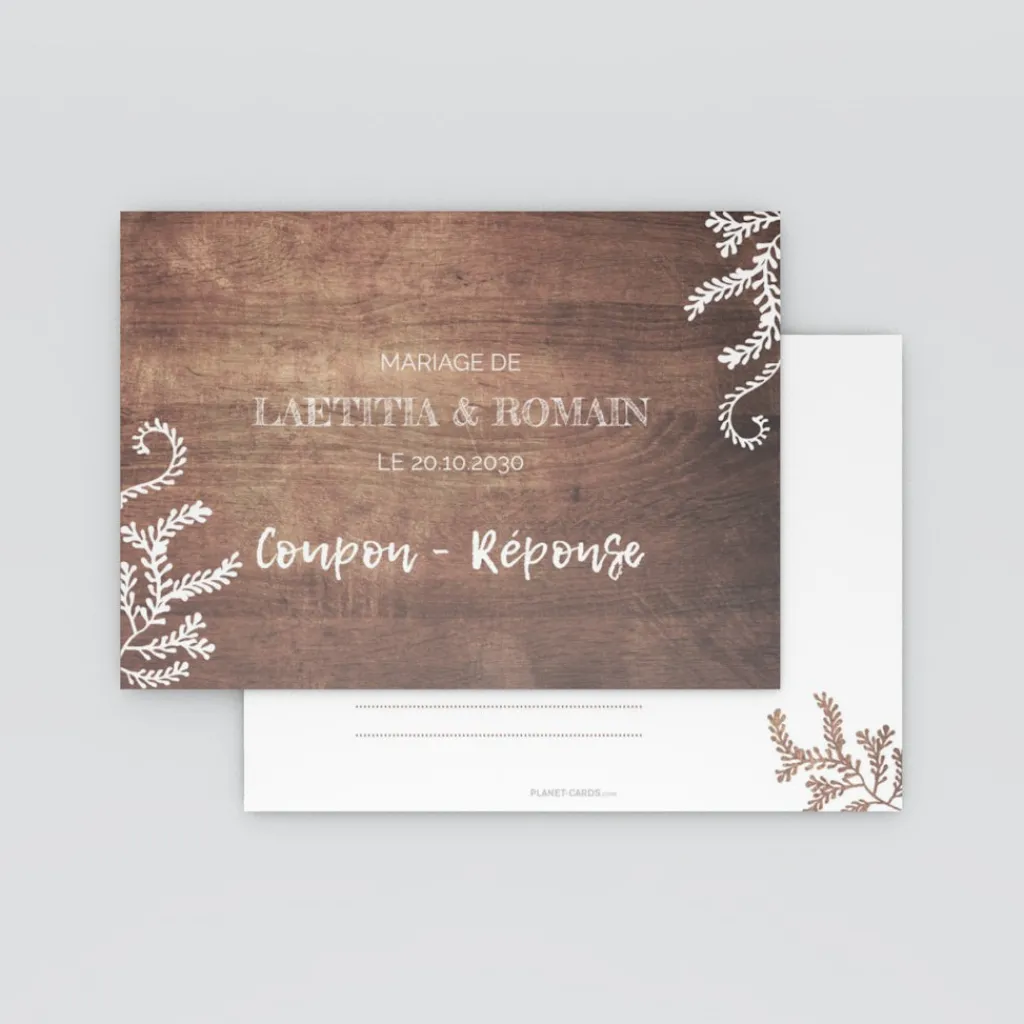 Coupon-réponse Mariage^Planet cards Proverbe et Bois