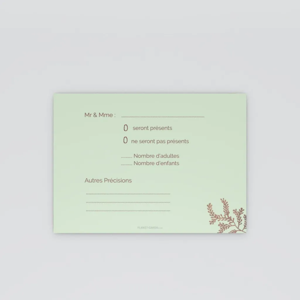 Coupon-réponse Mariage^Planet cards Proverbe et Bois