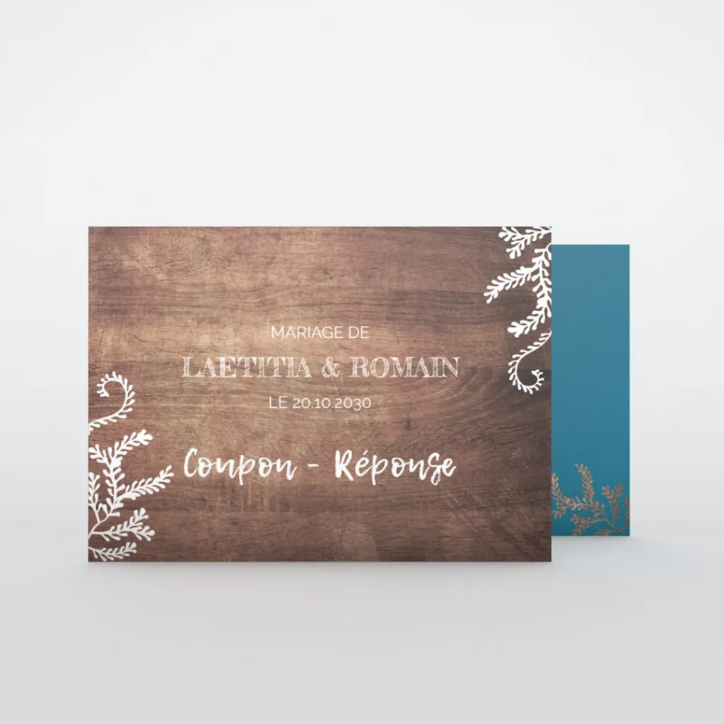 Coupon-réponse Mariage^Planet cards Proverbe et Bois