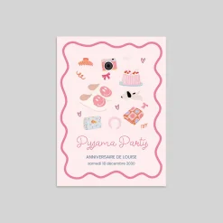 Carte Invitation Anniversaire Enfant Fille^Planet cards Pyjama Party