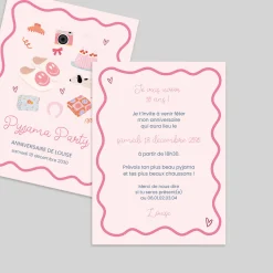 Carte Invitation Anniversaire Enfant Fille^Planet cards Pyjama Party
