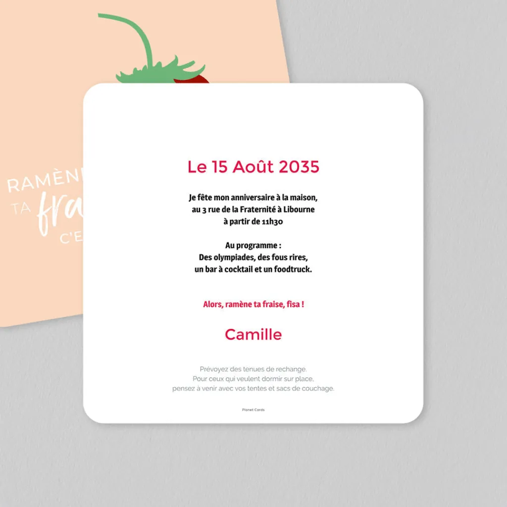 Carte Invitation Anniversaire Adulte Originale^Planet cards Ramène ta fraise