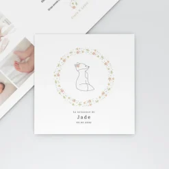 Faire-part Naissance Animaux^Planet cards Renard et Cadre Liberty