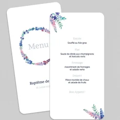 Menu Baptême^Planet cards Ronde de Delphiniums