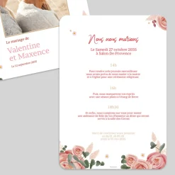 Faire-part Mariage Bohème | Faire-part Mariage Champêtre^Planet cards Rose et Marguerite