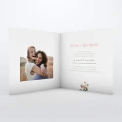 Faire-part Mariage Champêtre^Planet cards Roses Et Initiales