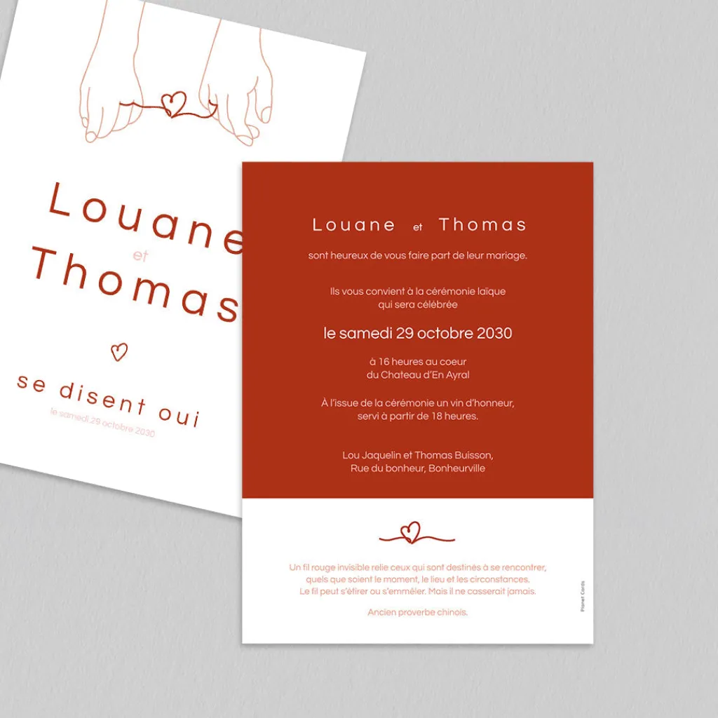 Faire-part Mariage Original^Planet cards Ruban Cœurs