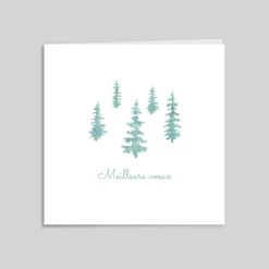 Carte De Vœux Entreprise Nature^Planet cards Sapins Verts Aquarelles