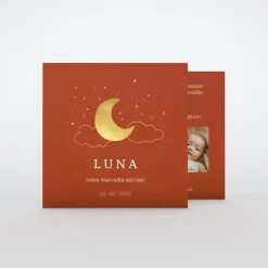 Faire-part Naissance Fille^Planet cards Sur la lune