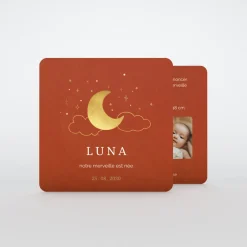 Faire-part Naissance Fille^Planet cards Sur la lune