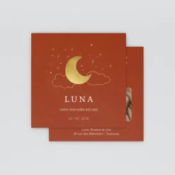 Faire-part Naissance Fille^Planet cards Sur la lune