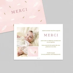 Carte Remerciement Baptême Fille^Planet cards Tendre Plume