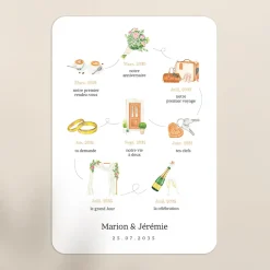 Créations En Collaboration | Faire-part Mariage Bohème^Planet cards Timeline Illustrée