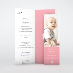 Faire-part Baptême Original^Planet cards étoiles et anges