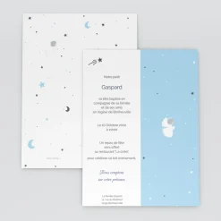 Faire-part Baptême Original^Planet cards étoiles et anges
