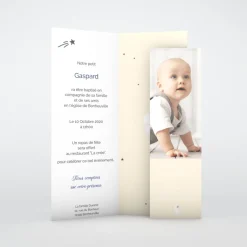 Faire-part Baptême Original^Planet cards étoiles et anges