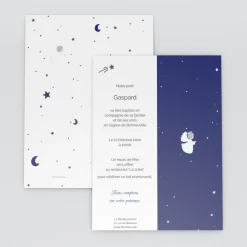 Faire-part Baptême Original^Planet cards étoiles et anges