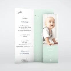 Faire-part Baptême Original^Planet cards étoiles et anges