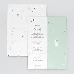 Faire-part Baptême Original^Planet cards étoiles et anges