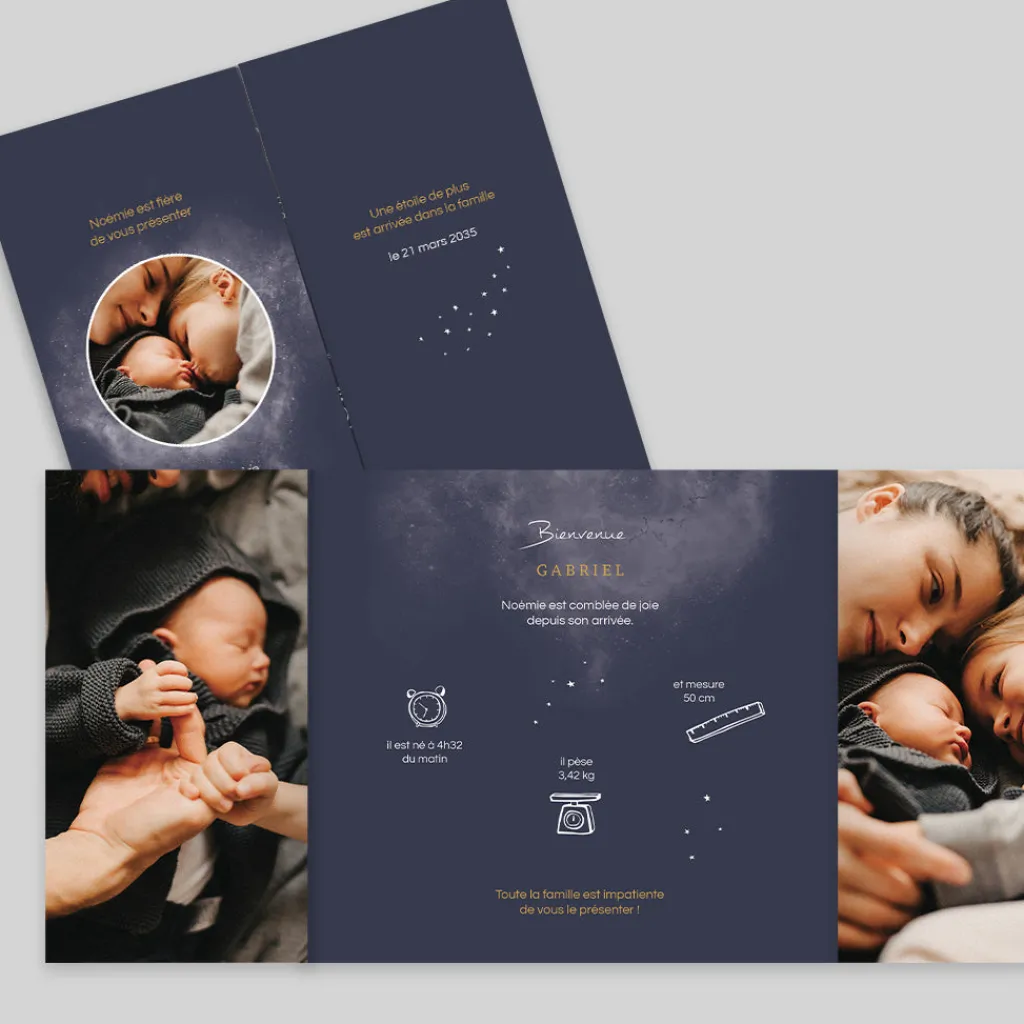 Faire-part Naissance Garçon^Planet cards Étoiles et Cosmos
