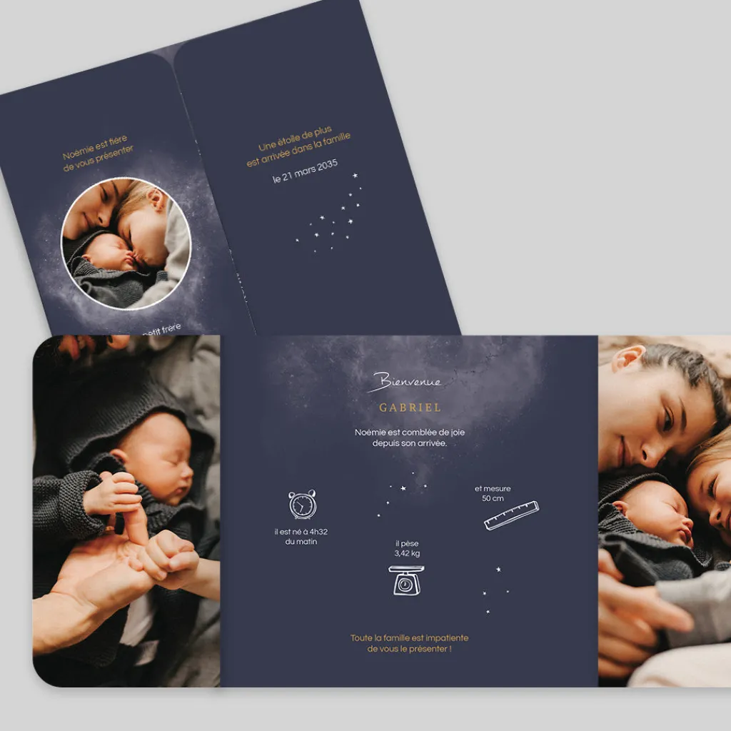 Faire-part Naissance Garçon^Planet cards Étoiles et Cosmos
