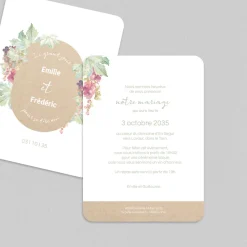 Faire-part Mariage Champêtre^Planet cards Touche Kraft et Vignes