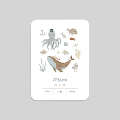 Faire-part Naissance Animaux | Faire-part Naissance Fille^Planet cards Trésor des Mers