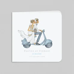 Créations En Collaboration | Faire-part Mariage Chic^Planet cards Un couple en scooter