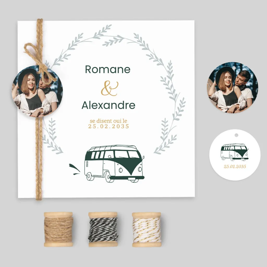 Créations En Collaboration | Faire-part Mariage Original^Planet cards Van Champêtre