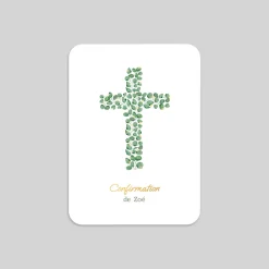 Faire-part Confirmation^Planet cards Végétal et Jolie Croix
