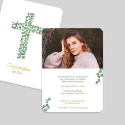 Faire-part Confirmation^Planet cards Végétal et Jolie Croix
