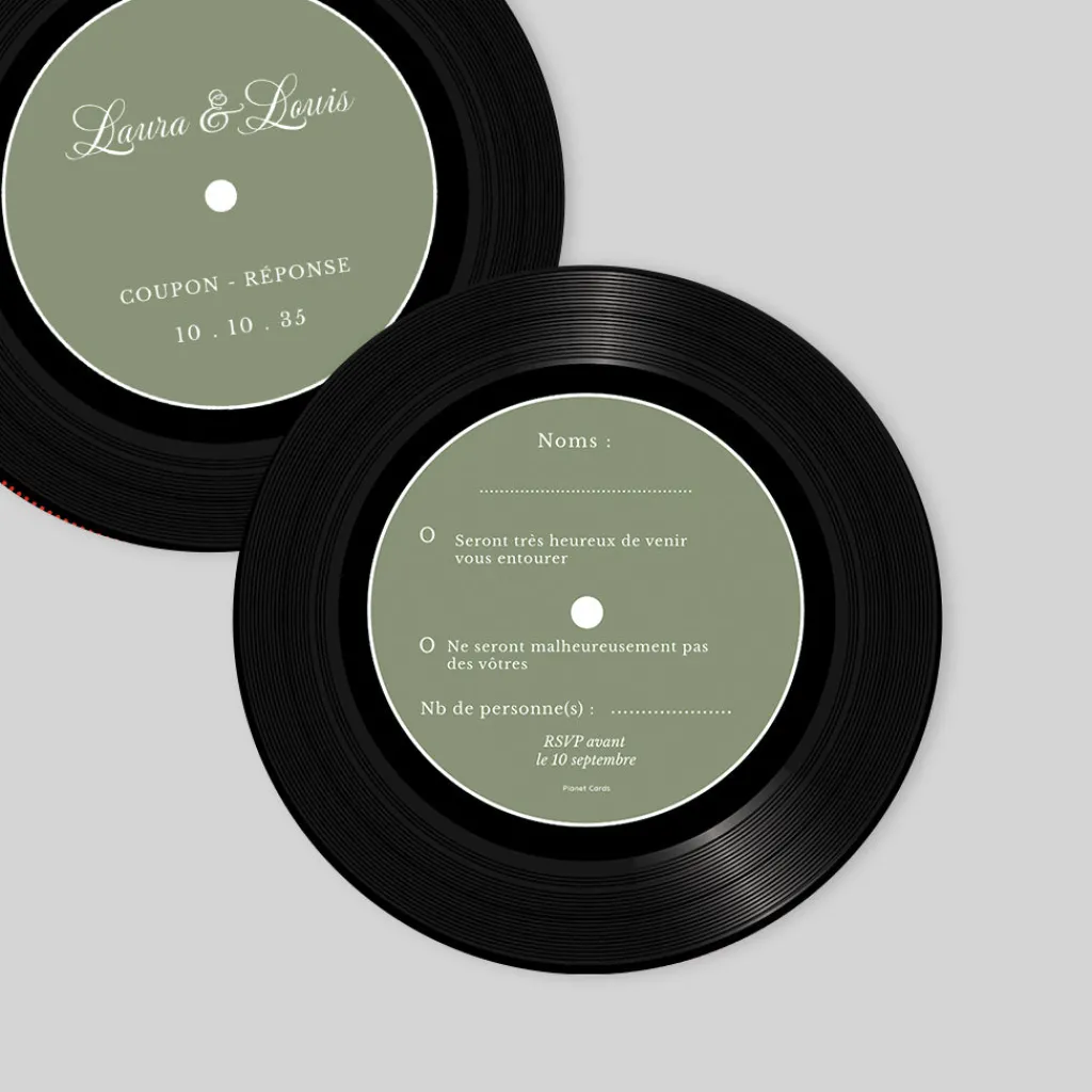Coupon-réponse Mariage^Planet cards Vinyle Vintage
